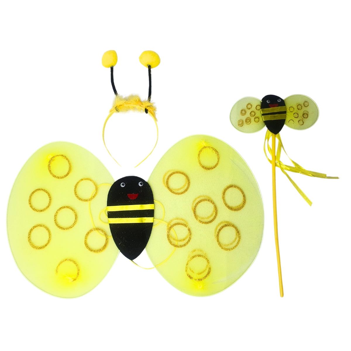 Kit Fantasia Asa Abelhinha Luxo Tiara / Varinha Infantil Kit Fantasia Asa Abelhinha Luxo Tiara / Varinha Infantil